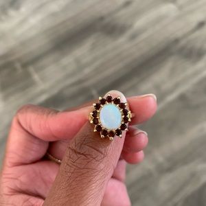 Vintage opal garnet gold cocktail ring